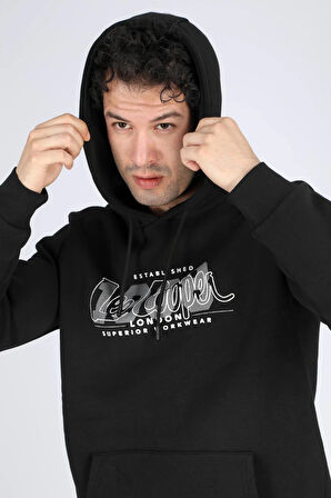 Washington Erkek Kapüşonlu Sweatshirt Siyah