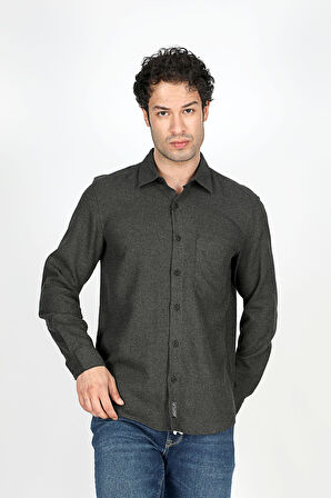 Francis Erkek Dokuma U.Kol Gömlek Gri