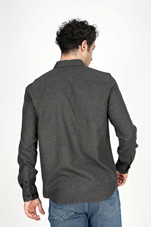 Francis Erkek Dokuma U.Kol Gömlek Gri