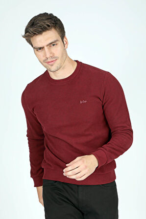 Newdwade Erkek O Yaka Sweatshirt Bordo