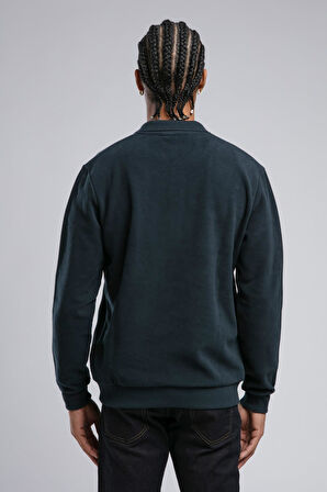 Newblend Erkek Polo Yaka Sweatshirt Lacivert