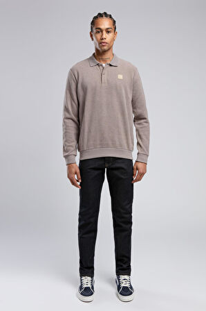 Newblend Erkek Polo Yaka Sweatshirt Koyu Bej