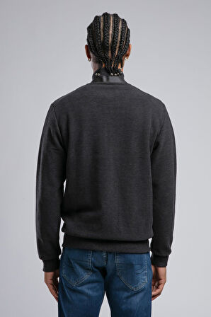 Dreon Erkek Dik Yaka Fermuarlı Sweatshirt Antrasit