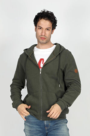Ruth Erkek Kapüşonlu Fermuarlı Sweatshirt Haki