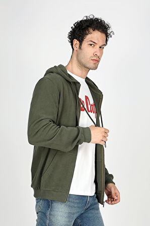 Ruth Erkek Kapüşonlu Fermuarlı Sweatshirt Haki