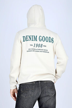 Work Erkek Kapüşonlu Sweatshirt Ekru