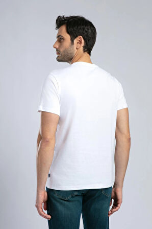 Londonlogo Erkek O Yaka T-Shirt Beyaz-Y