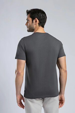 Drawinglogo Erkek O Yaka T-Shirt Antrasit