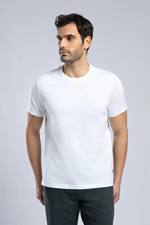 Baselo Erkek O Yaka T-Shirt Beyaz