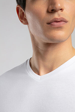Jonat Erkek V Yaka T-Shirt Beyaz
