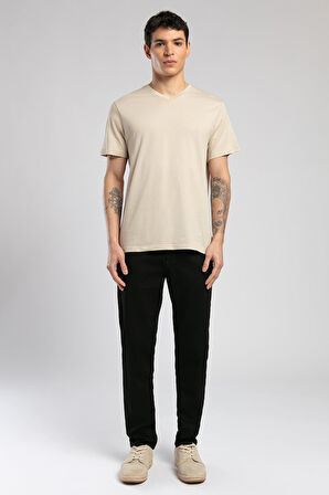 Jonat Erkek V Yaka T-Shirt Bej