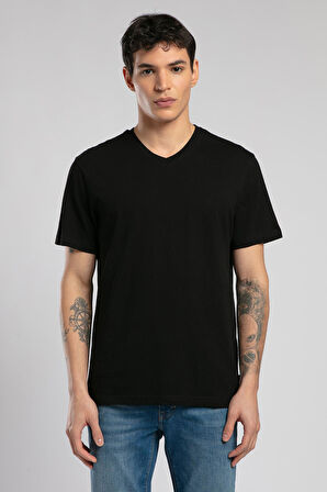 Jonat Erkek V Yaka T-Shirt Siyah