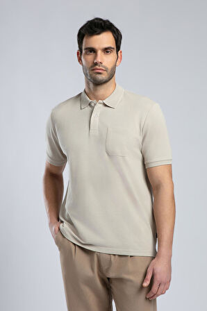 Rolan Erkek Polo Yaka T-Shirt Bej