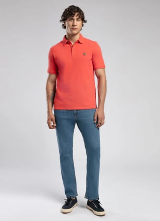 Lee Cooper Turuncu Erkek Regular Fit Logo Baskılı Polo T-Shirt