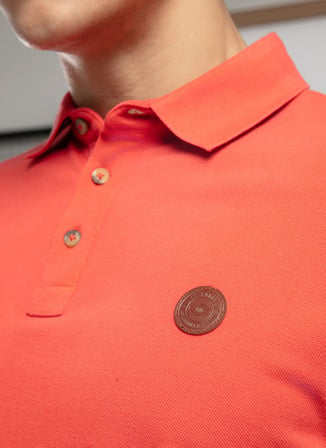 Lee Cooper Turuncu Erkek Regular Fit Logo Baskılı Polo T-Shirt