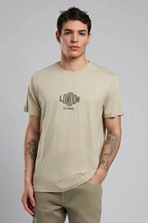 Lev Erkek O Yaka T-Shirt Bej