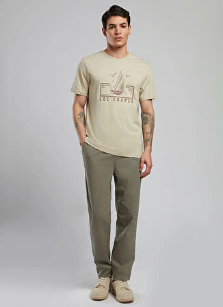 Lee Cooper Yuvarlak Yaka Bej Erkek T-Shirt 252 LCM 242038 MARK BEJ
