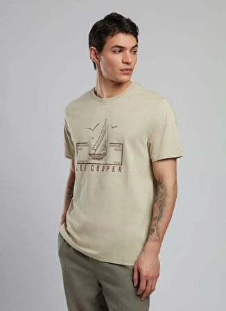 Lee Cooper Yuvarlak Yaka Bej Erkek T-Shirt 252 LCM 242038 MARK BEJ