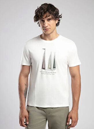 Lee Cooper Yuvarlak Yaka Ekru Erkek T-Shirt 252 LCM 242042 NELLI EKRU
