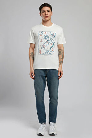 Capela Erkek O Yaka T-Shirt Ekru