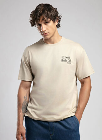 Lee Cooper Yuvarlak Yaka Bej Erkek T-Shirt 252 LCM 242058 MARCIA BEJ