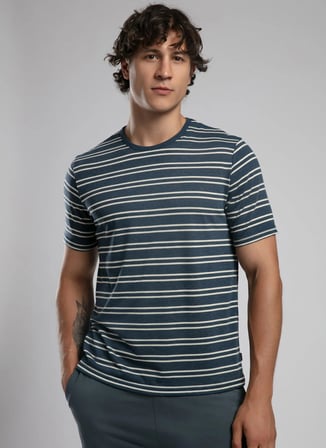 İndigo Erkek Rayon Karışımlı T-Shirt 252 LCM 242062 JEVON İNDİGO-EKRU
