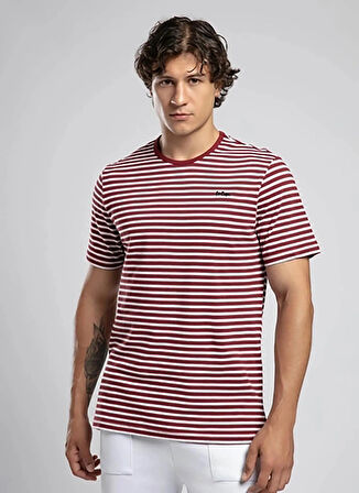 Lee Cooper Yuvarlak Yaka Bordo Erkek T-Shirt 252 LCM 242063 SKYLER BORDO-BEYAZ