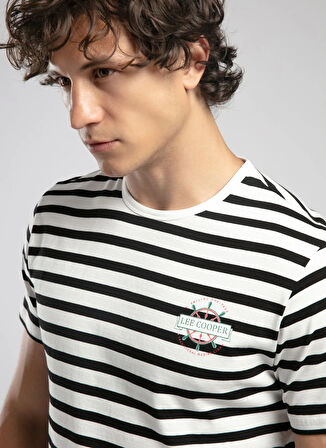 Lee Cooper Yuvarlak Yaka Siyah Erkek T-Shirt 252 LCM 242064 EDDY EKRU-SİYAH