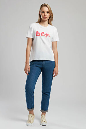 Londonlogo Kadın O Yaka T-Shirt Beyaz