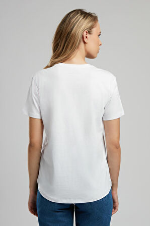 Londonlogo Kadın O Yaka T-Shirt Beyaz