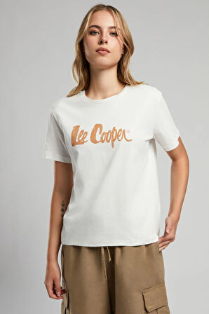 Londonlogo Kadın O Yaka T-Shirt Ekru