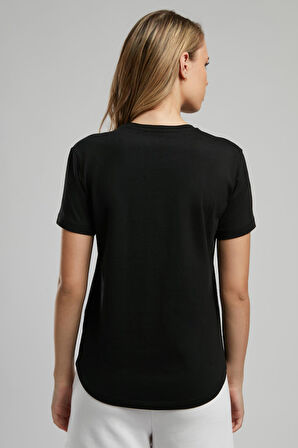 Londonlogo Kadın O Yaka T-Shirt Siyah