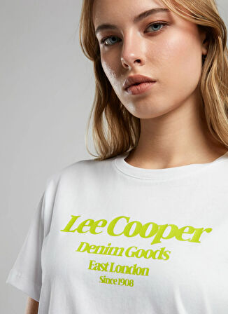 Lee Cooper Bisiklet Yaka Baskılı Beyaz Kadın T-Shirt 252 LCF 242004 BRIGHTON BEYAZ-Y