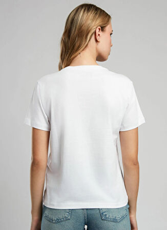 Lee Cooper Bisiklet Yaka Baskılı Beyaz Kadın T-Shirt 252 LCF 242004 BRIGHTON BEYAZ-Y
