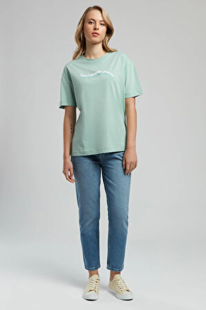 Wave Kadın O Yaka T-Shirt Mint
