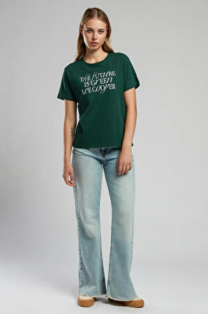 Green Kadın O Yaka T-Shirt Zümrüt