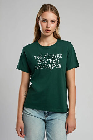 Green Kadın O Yaka T-Shirt Zümrüt