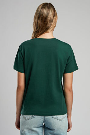 Green Kadın O Yaka T-Shirt Zümrüt