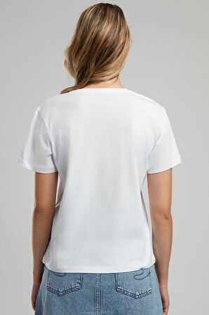 Zebrars Kadın O Yaka T-Shirt Beyaz