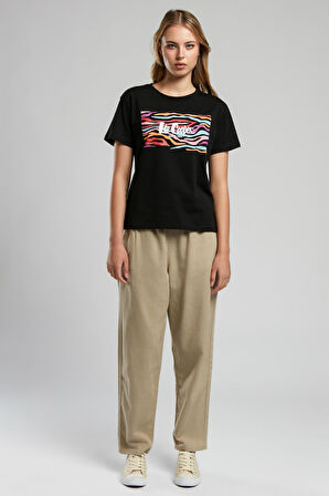Zebrars Kadın O Yaka T-Shirt Siyah