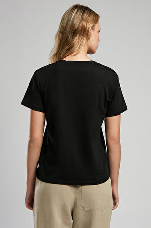 Zebrars Kadın O Yaka T-Shirt Siyah