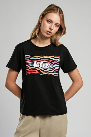 Zebrars Kadın O Yaka T-Shirt Siyah