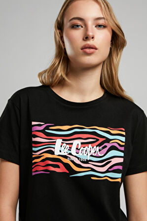 Zebrars Kadın O Yaka T-Shirt Siyah