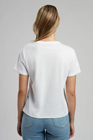 Cosep Kadın O Yaka T-Shirt Beyaz