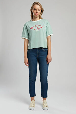 Emilia Kadın O Yaka T-Shirt Mint