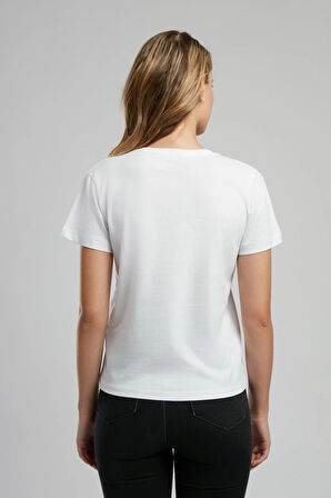 Sade Kadın V Yaka T-Shirt Beyaz