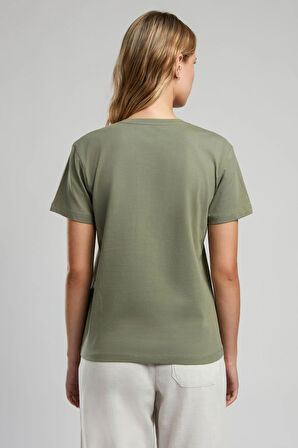 Sade Kadın V Yaka T-Shirt Haki