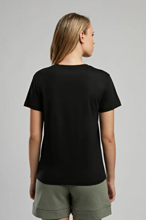 Sade Kadın V Yaka T-Shirt Siyah