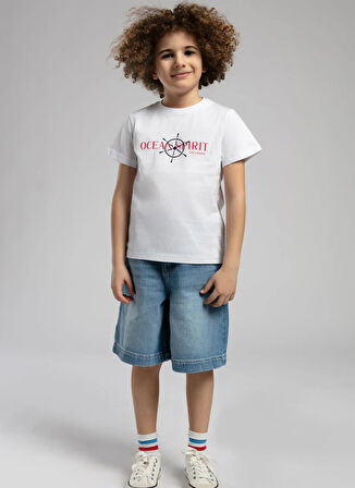 Lee Cooper Baskılı Beyaz Erkek Çocuk T-Shirt 252 LCB 242007