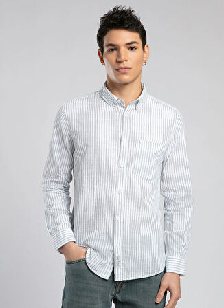 Lee Cooper Slim Fit Mavi Erkek Gömlek 252 LCM 241007 ONESA BEYAZ-MAVİ